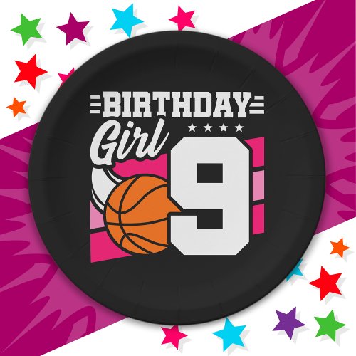 9 Year Old Basketball Party 9th Birthday Girl Paper Plates