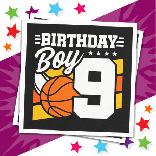 9 Year Old Basketball Party Theme 9th Birthday Boy Napkins