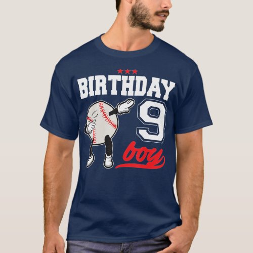 9 Year Old Birthday Dabbing Baseball  9th Boy Gift T_Shirt