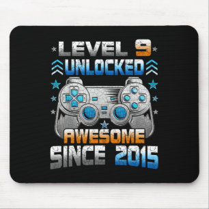 9 Year Old Birthday Kids Boy Gamer 9 Yr Level 9 Un Mouse Pad