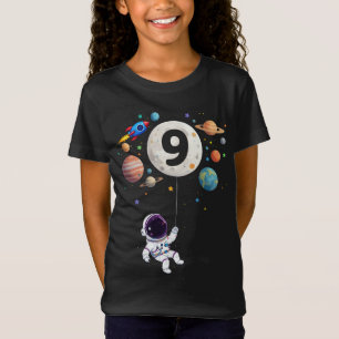 9 Year Old Birthday Planets Astronaut 9th Birthday T-Shirt