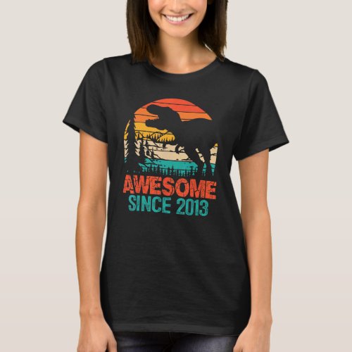 9 Year Old Boy Kids 9th Birthday Dinosaur Awesome  T_Shirt