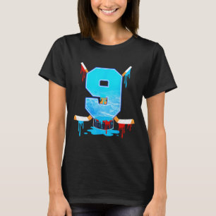 9 Year Old Boys 9th Birthday Ice Hockey Ice Cream  T-Shirt