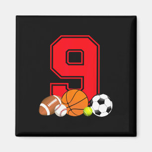 9 Year Old Bysketbyll Footbyll Bysebyll Soccer Bir Magnet