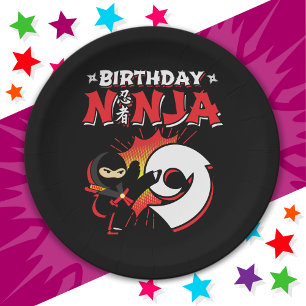 9 Year Old Comic Book Style Ninja 9th Birthday Paper Plates