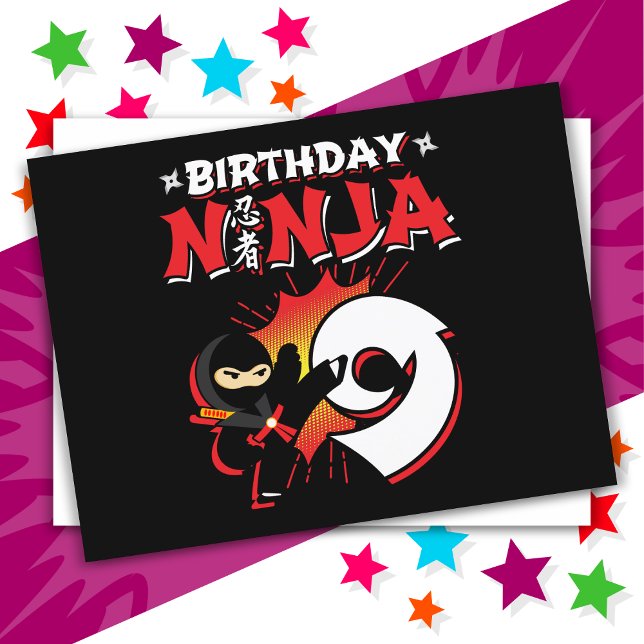 9 Year Old Comic Book Style Ninja 9th Birthday Postcard (Creator Uploaded)
