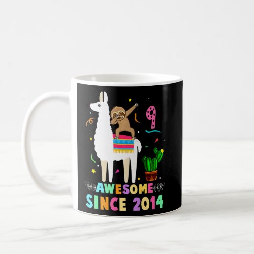 9 Year Old Dab Sloth Riding Unicorn 2014 9th Birth Coffee Mug