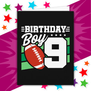 9 Year Old Football Party Theme 9th Birthday Boy Card