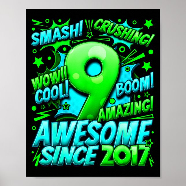 9 Year Old For Boys 9th Birthday Boy 9 Year Old Bo Poster (Front)