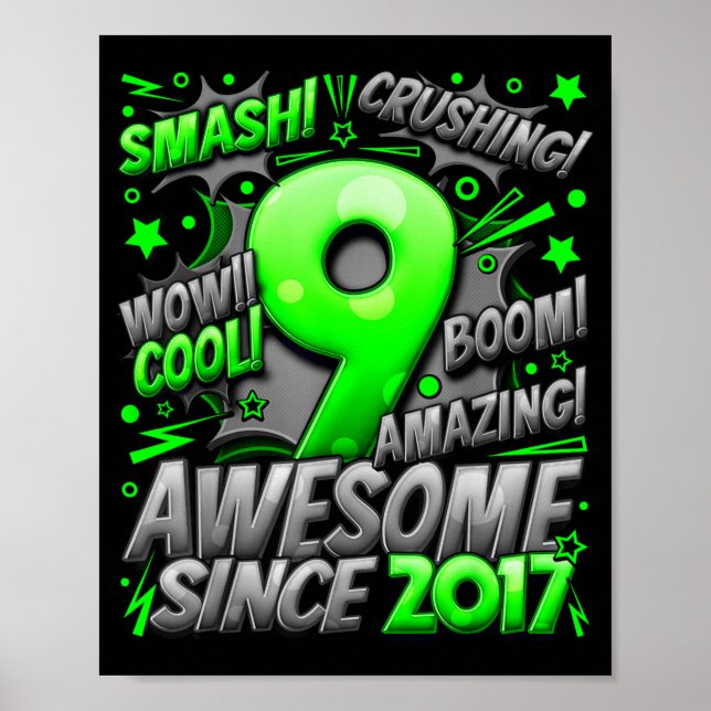 9 Year Old For Boys 9th Birthday Boy 9 Year Old Bo Poster (Front)