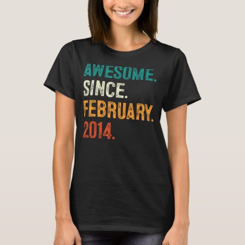 9 Year Old Gift Awesome Since February 2014 9th Bi T_Shirt