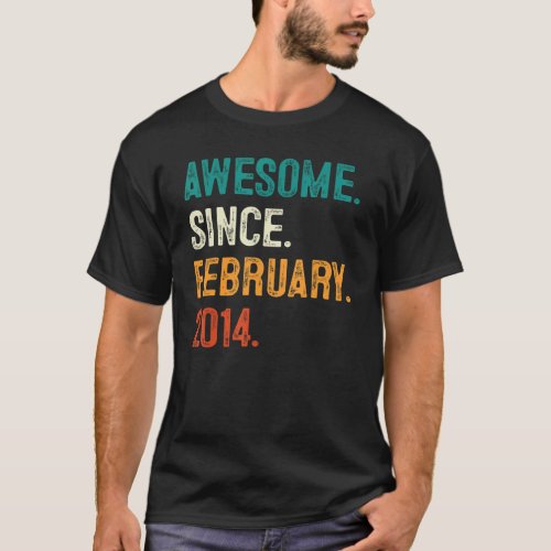 9 Year Old Gift Awesome Since February 2014 9th Bi T_Shirt