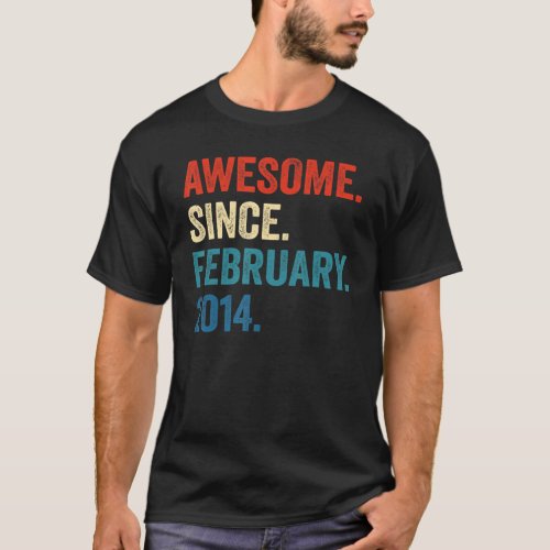 9 Year Old Gift Awesome Since February 2014 9th Bi T_Shirt