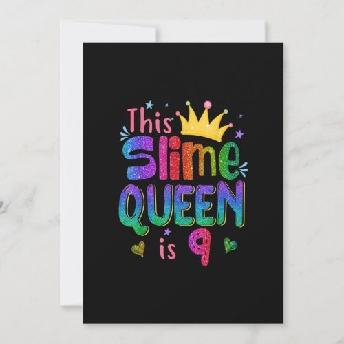 9 Year Old Gift This slime queen is 9th Birthday G Invitation
