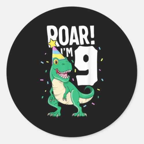 9 Year Old Gifts 9th Birthday Boy Rawr Im 9 T Rex Classic Round Sticker