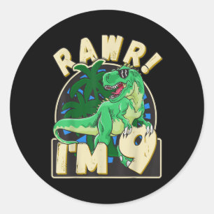 9 Year Old Gifts 9th Birthday Boy Rawr I'm 9 T Rex Classic Round Sticker