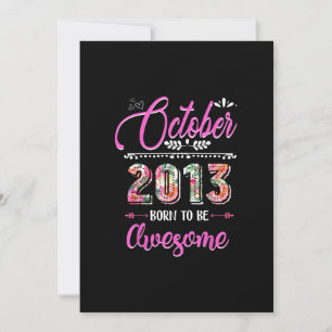 9 Year Old Gifts 9th Birthday Girl Awesome October Invitation
