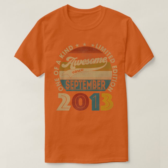 9 Year Old Gifts Awesome Since September 2013 9th  T-Shirt (Design Front)