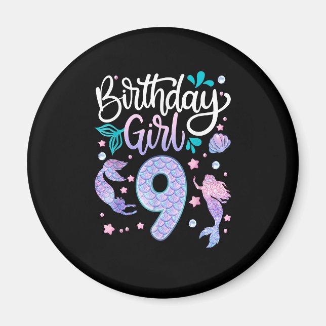 9 Year Old Gifts Birthday Girl Kids 9th Birthday M Magnet (Front)