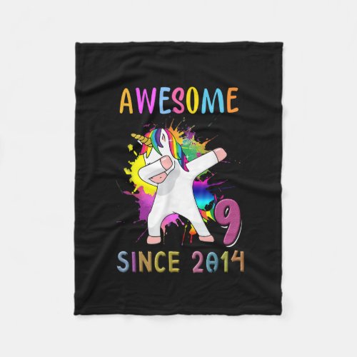 9 Year Old Gifts Girls Teens Dabbing Unicorn 9th B Fleece Blanket