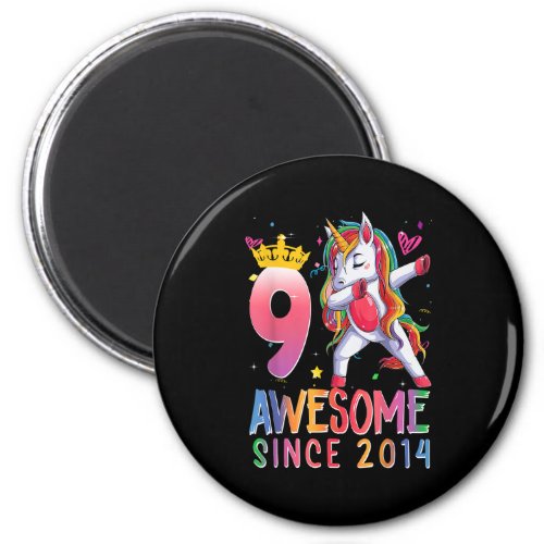 9 Year Old Gifts Girls Teens Dabbing Unicorn 9th B Magnet