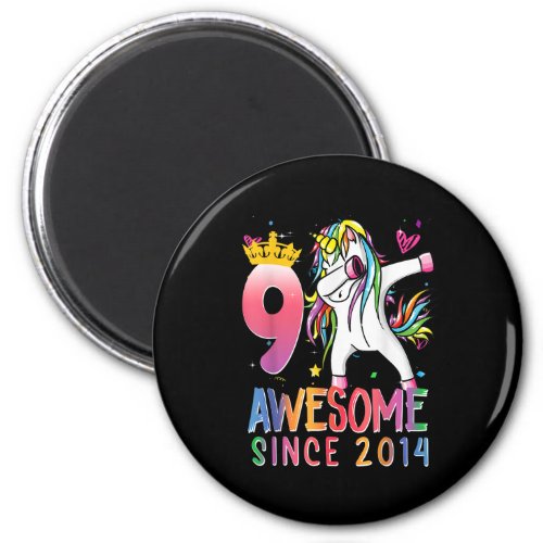9 Year Old Gifts Girls Teens Dabbing Unicorn 9th B Magnet