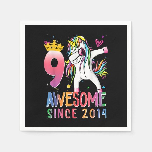 9 Year Old Gifts Girls Teens Dabbing Unicorn 9th B Napkins