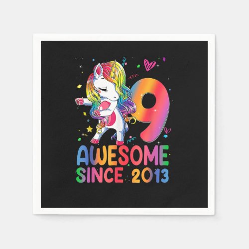 9 Year Old Gifts Girls Teens Dabbing Unicorn 9th B Napkins