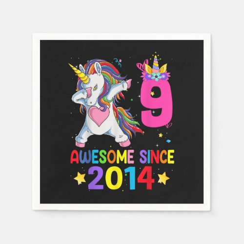 9 Year Old Gifts Girls Teens Dabbing Unicorn 9th B Napkins