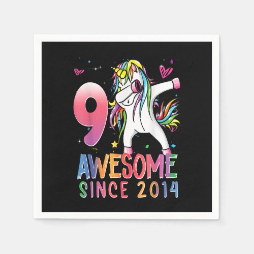 9 Year Old Gifts Girls Teens Dabbing Unicorn 9th B Napkins