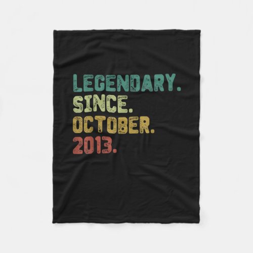 9 Year Old Gifts Legend Since October 2013 9th Bir Fleece Blanket