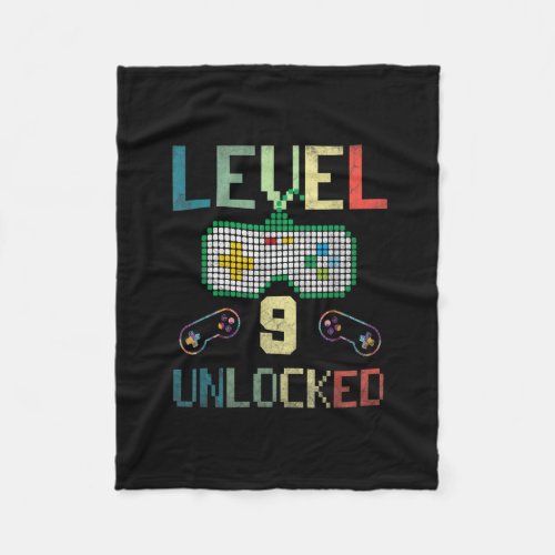 9 Year Old Gifts Level 9 Unlockd 9th Birthday Vide Fleece Blanket
