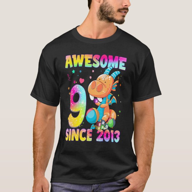9 Year Old   Girls Teens Cute Little Dragon 9th Bi T-Shirt (Front)