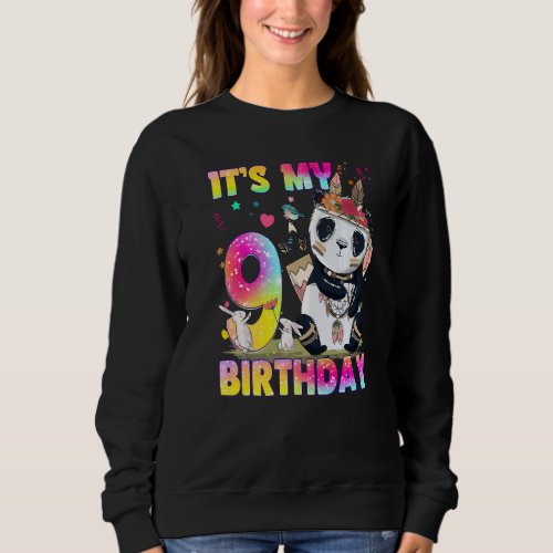 9 Year Old  Girls Teens Cute Little Panda 9th Birt Sweatshirt