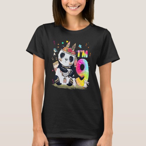 9 Year Old  Girls Teens Cute Little Panda 9th Birt T_Shirt