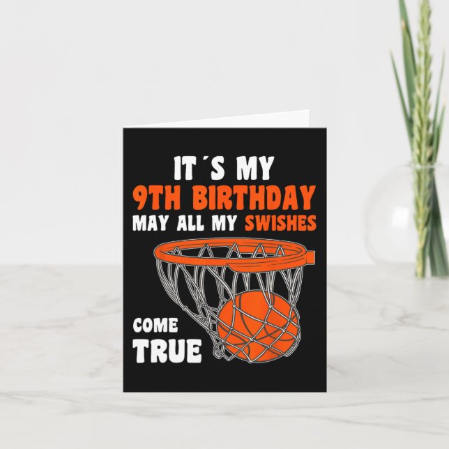 9 Year Old Happy 9th Birthday Basketball 9th Birth Card (Front)