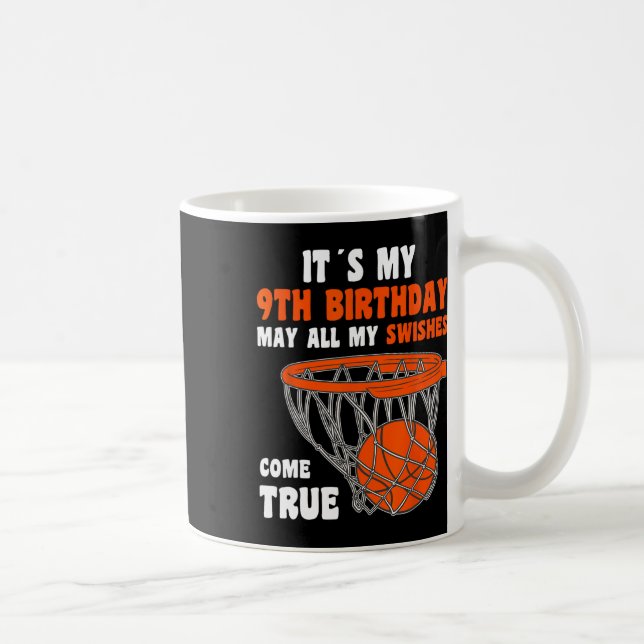 9 Year Old Happy 9th Birthday Bysketbyll 9th Birth Coffee Mug (Right)