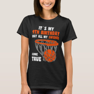 9 Year Old Happy 9th Birthday Bysketbyll 9th Birth T-Shirt