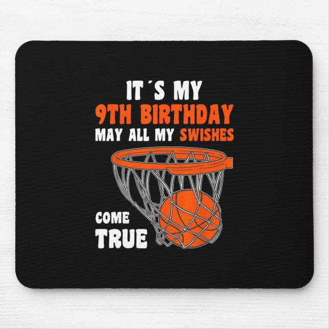 9 Year Old Happy 9th Birthday Sketll 9th Birthday  Mouse Pad (Front)