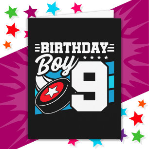 9 Year Old Hockey Party Theme 9th Birthday Boy Card