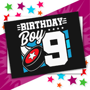 9 Year Old Hockey Party Theme 9th Birthday Boy Postcard