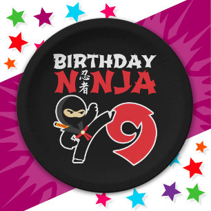 9 Year Old Karate Ninja Party Kids 9th Birthday Paper Plates