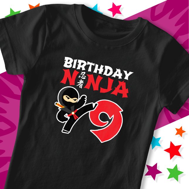9 Year Old Karate Ninja Party Kids 9th Birthday T-Shirt (Creator Uploaded)