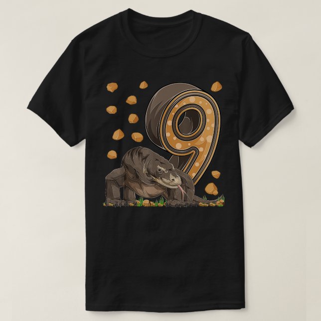 9 Year Old Komodo dragon Reptile 9th Birthday Part T-Shirt (Design Front)