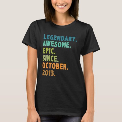 9 Year Old  Legend Since October 2013 9th Birthday T_Shirt