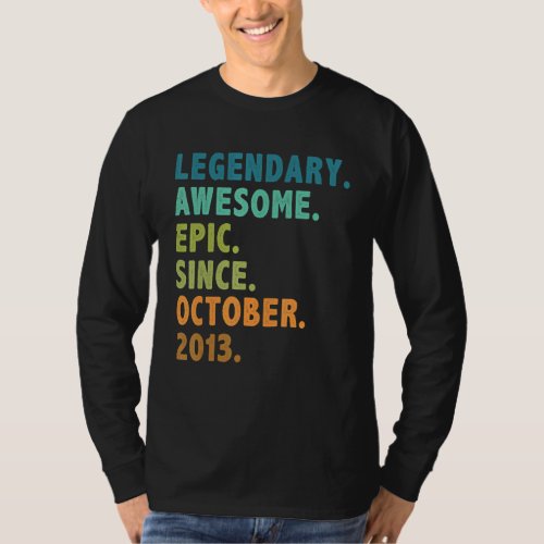 9 Year Old  Legend Since October 2013 9th Birthday T_Shirt