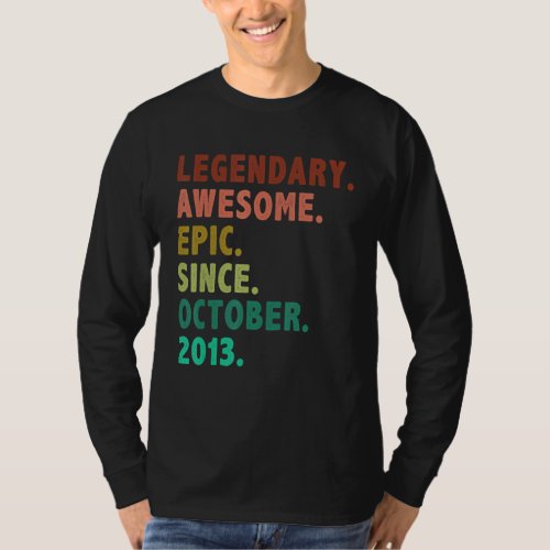 9 Year Old  Legend Since October 2013 9th Birthday T_Shirt