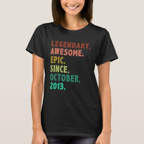 9 Year Old  Legend Since October 2013 9th Birthday T_Shirt