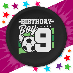 9 Year Old Soccer Football Party 9th Birthday Boy Paper Plates