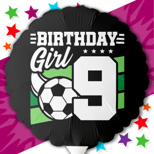 9 Year Old Soccer Football Party 9th Birthday Girl Balloon